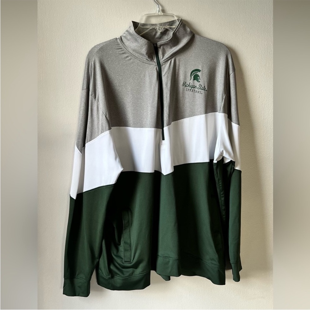 Women’s 2X Michigan State Gray, White and Green Quarter-Zip Pullover